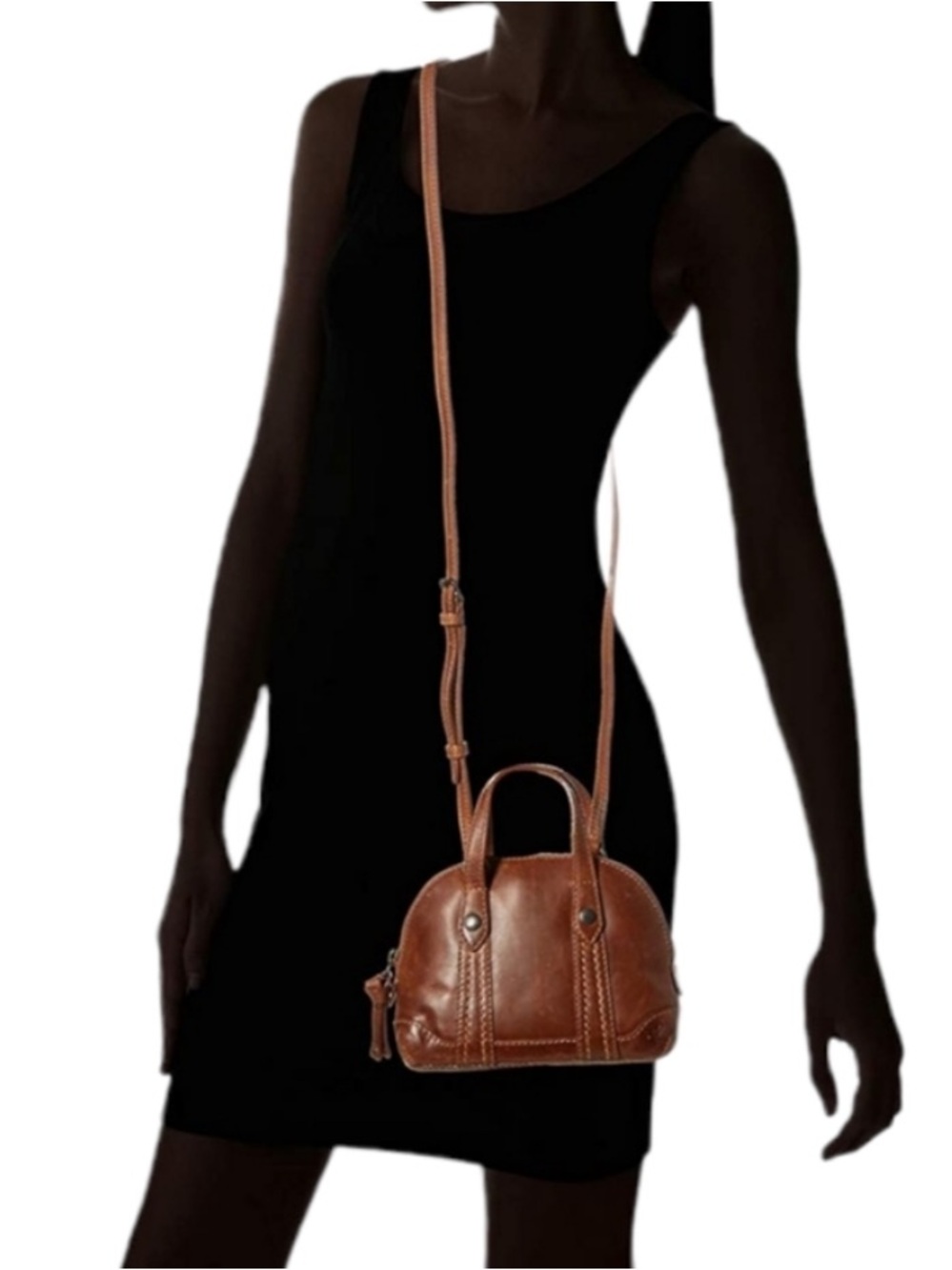 Frye Melissa Leather Domed Satchel Crossbody Mini Shoulder Bag Cognac Brown EUC - Picture 6 of 8